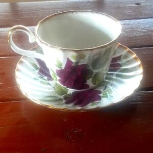 Floral Teacup and Saucer Set (Crown Victorian) Fine Bone China Staffordshire